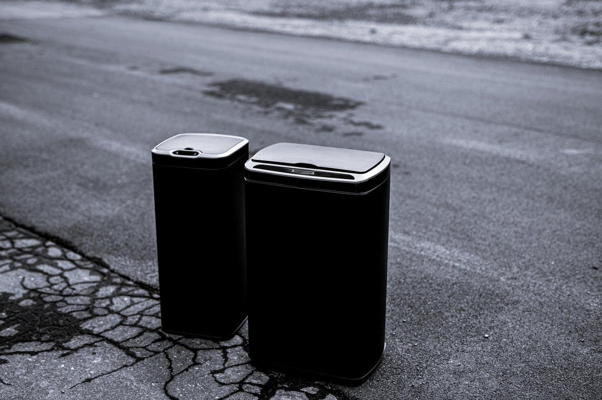 Introducing Our Industrial Black & White Trash Cans