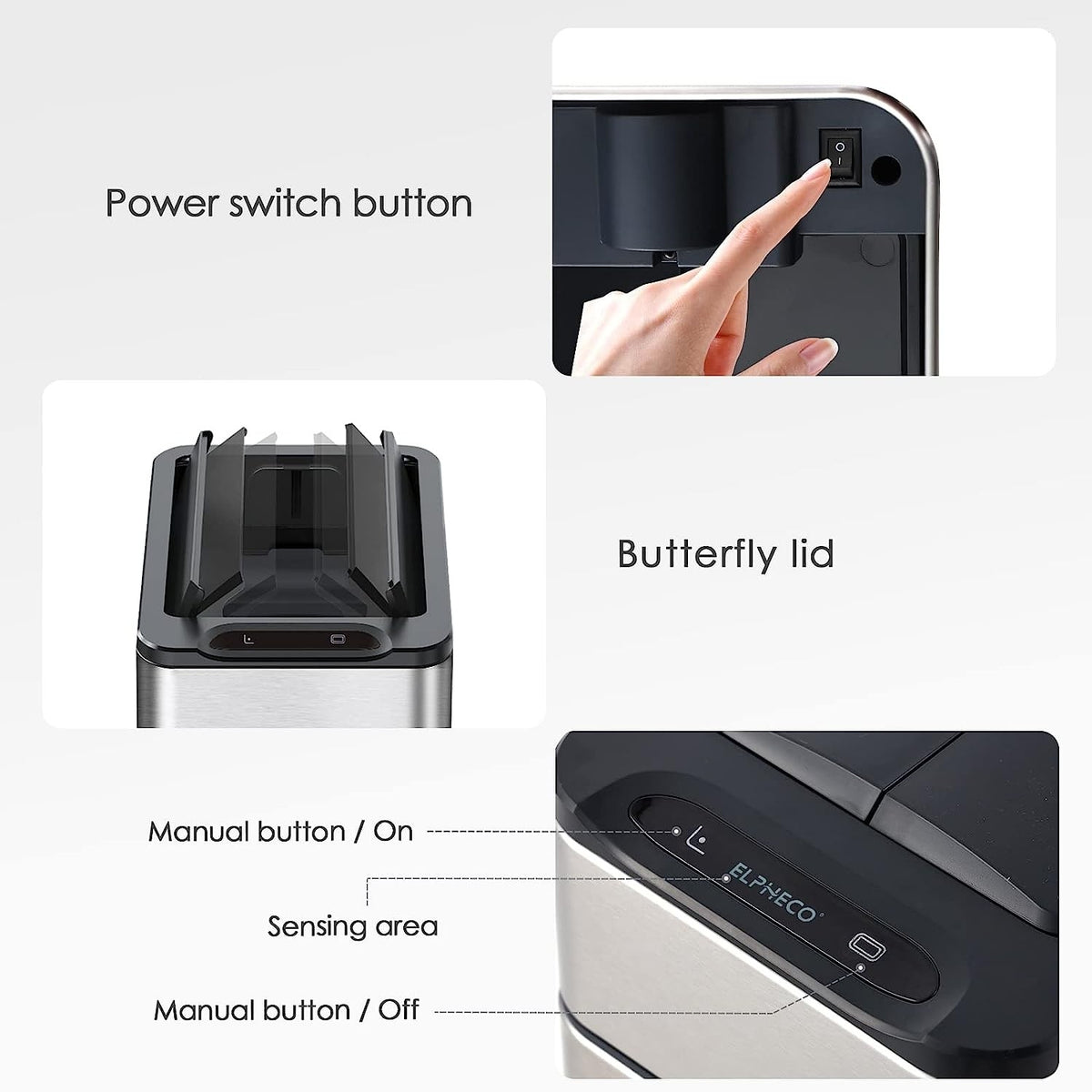 TwinLid Stainless Sensor Can